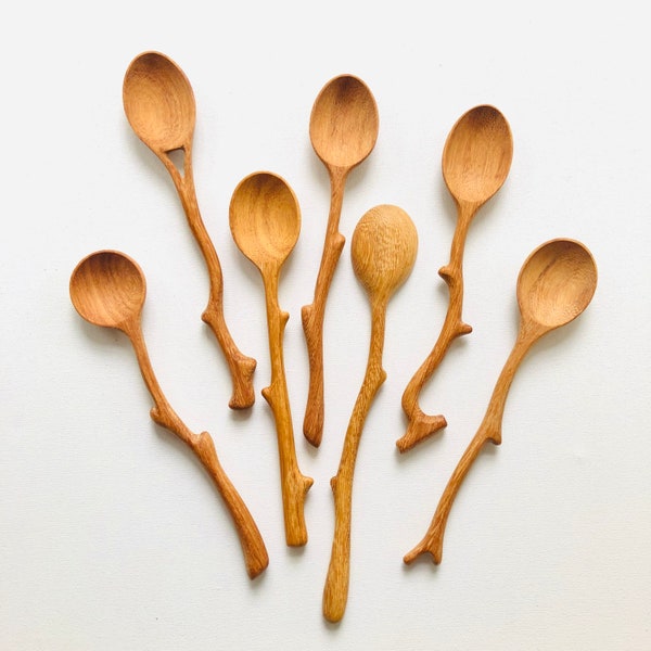 Handcrafted Branch Handle Wooden Spoons | Thorn Spoons | Branch Tree Spoons | Handmade Spoons | Home Kitchen Decor