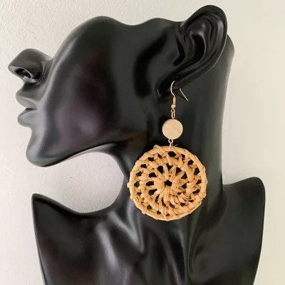 Charming Circle Handwoven Rattan Earrings | Hoop Handmade Earrings | Statement Earrings | Wicker Earrings | Straw Earrings