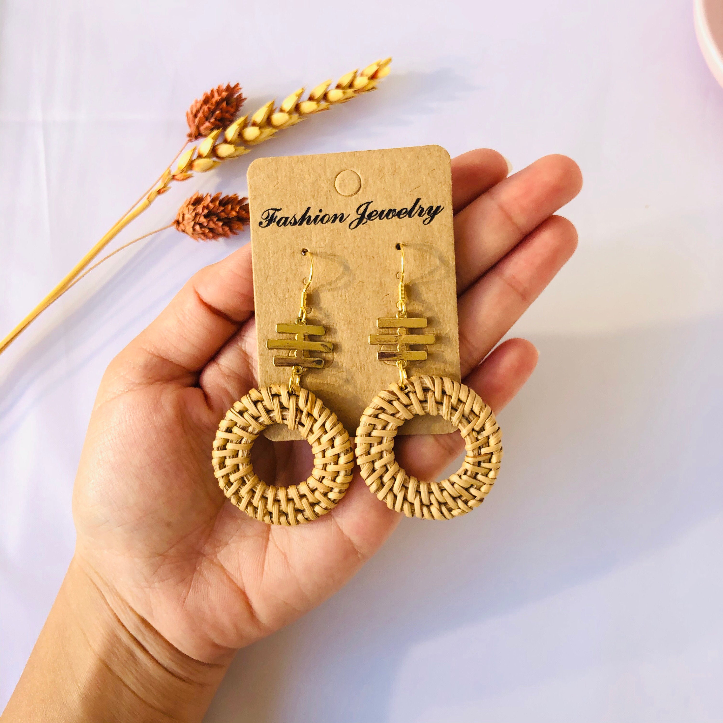 Rattan earrings 2024