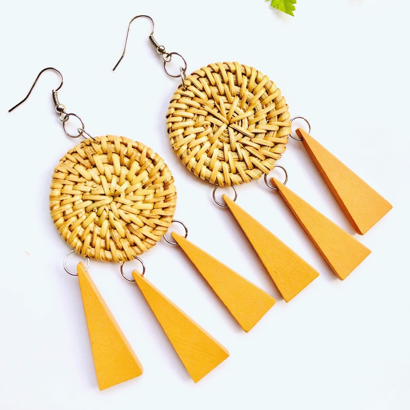 Dangle Cute Handwoven Rattan Earrings | Beach Earrings | Holiday Earrings | Boho Hoop Earrings | Summer Earrings | Lightweight Earrings