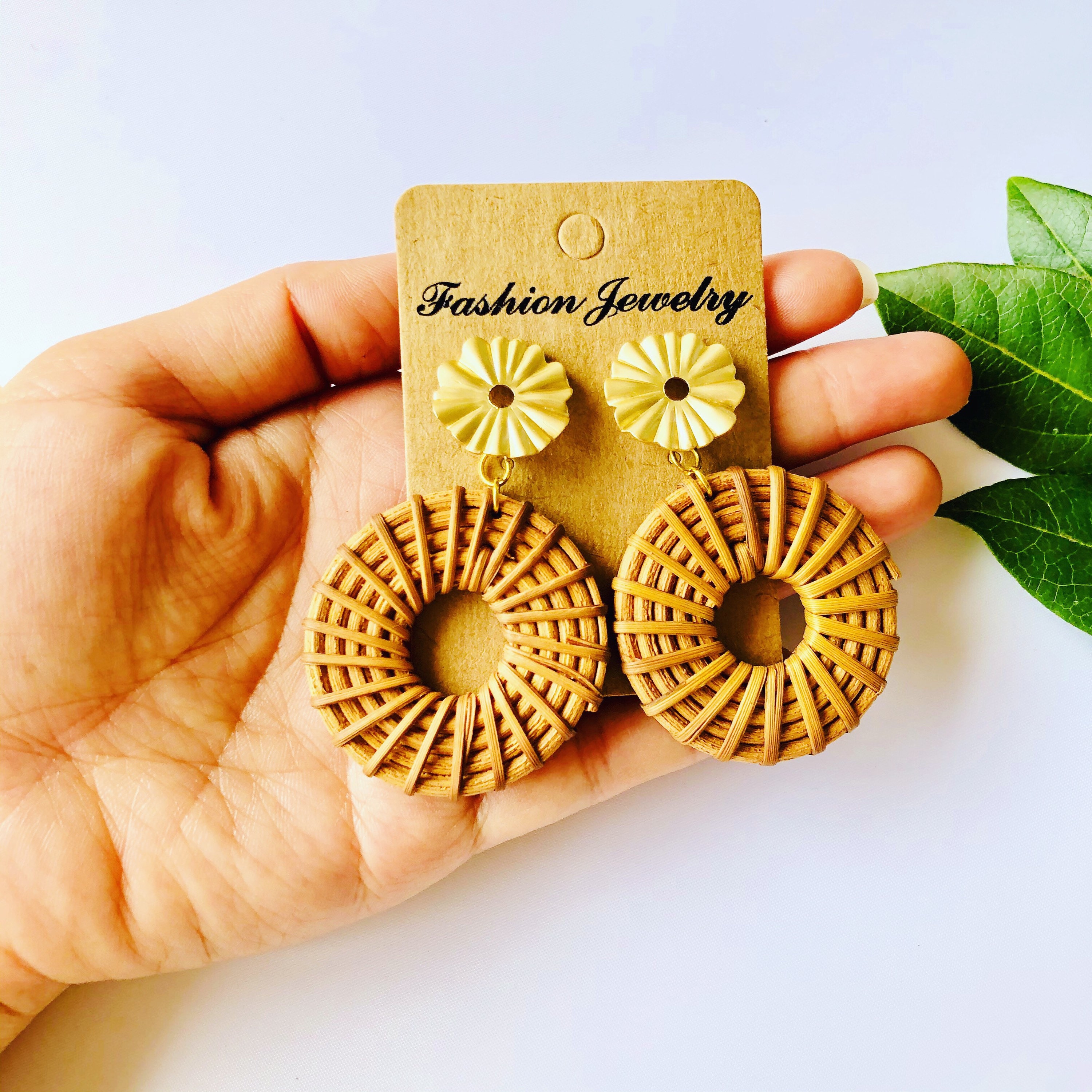 Handwoven Flower Rattan Earrings |Handmade Hoop Earrings | Hoop Earrings |Boho Earrings | Wicker Earrings | Christmas Gift For Her