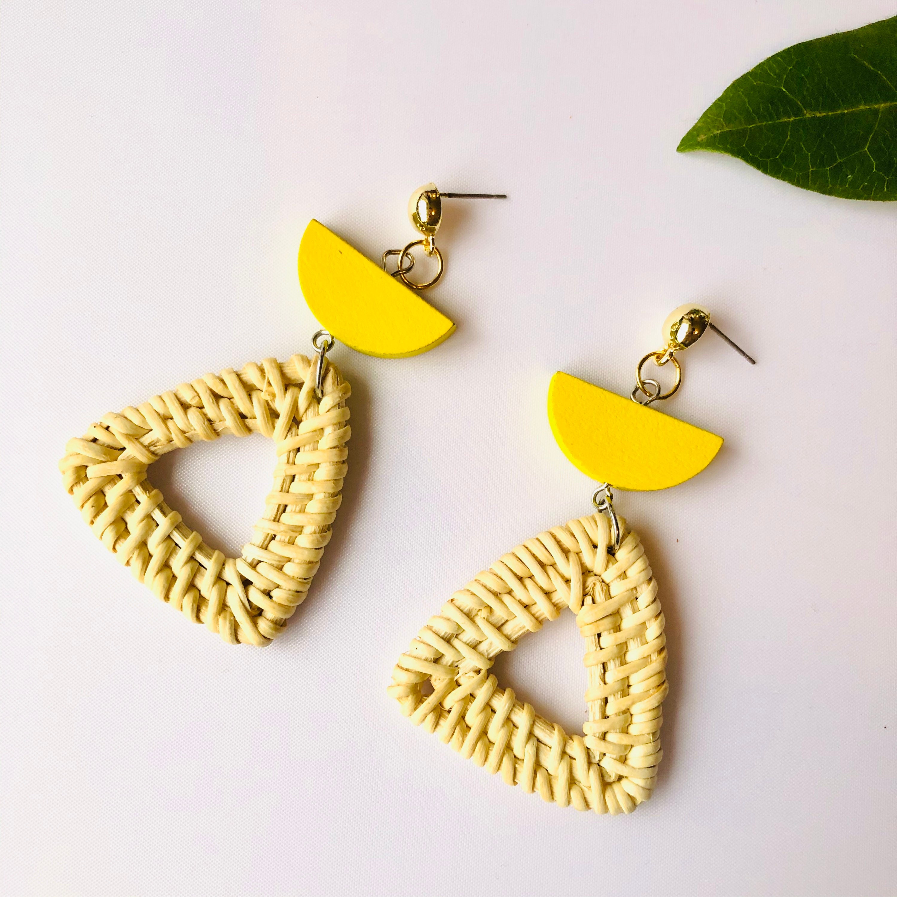 Bright Handwoven Rattan Earrings |Handmade Earrings | Hoop Earrings |Boho Earrings | Wicker Earrings | Christmas Earrings