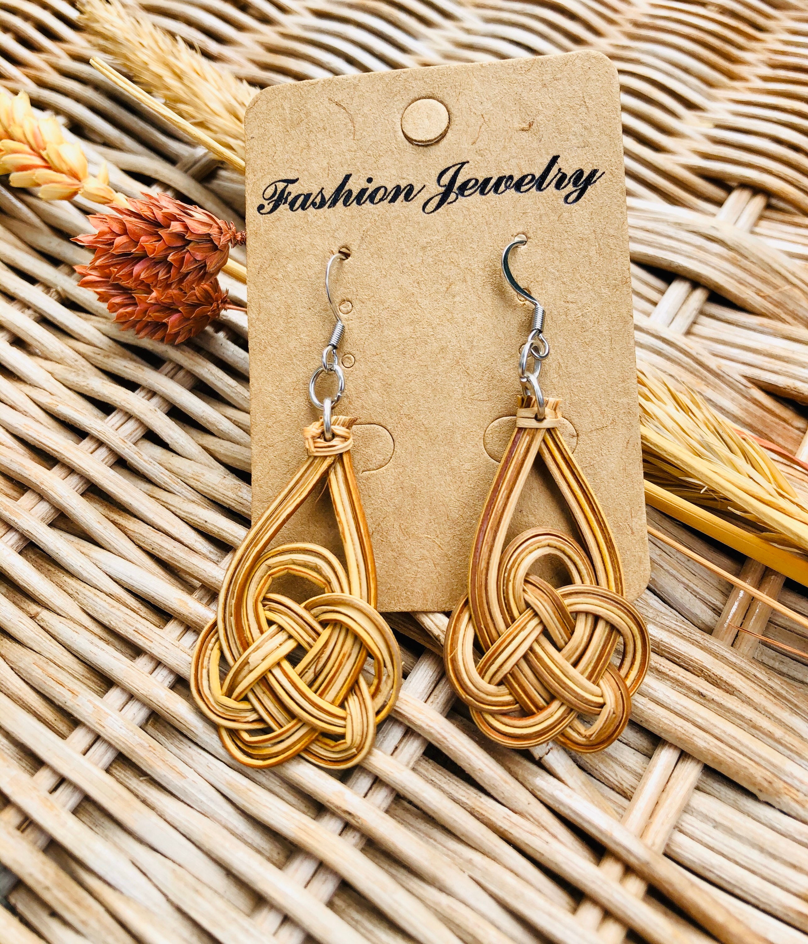 Charming Petaloid Handwoven Rattan Earrings | Handmade Statement Earrings