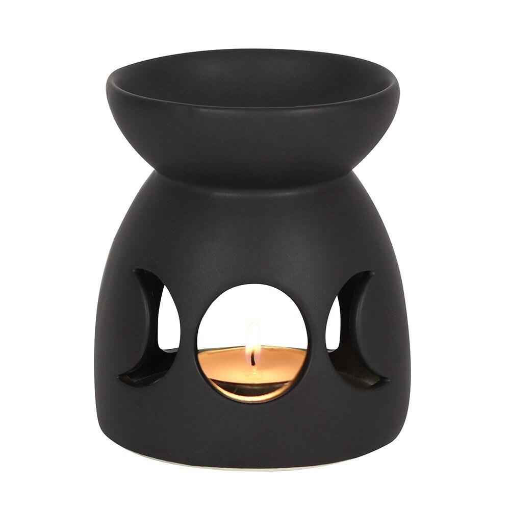 Black Triple Moon Cut Out Oil Burner | Moon Oil Burner / Wax Melt/ Wax Burner
