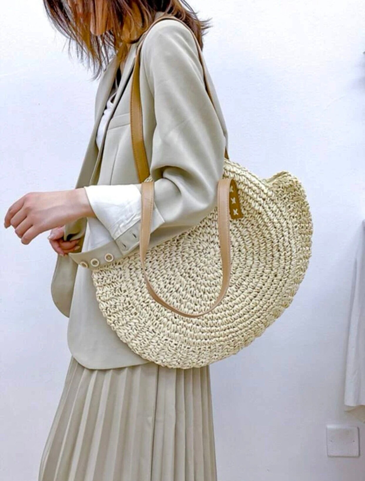 Handwoven Large Straw Tote Bag handmade Bag Shoulder Wicker - Etsy Canada