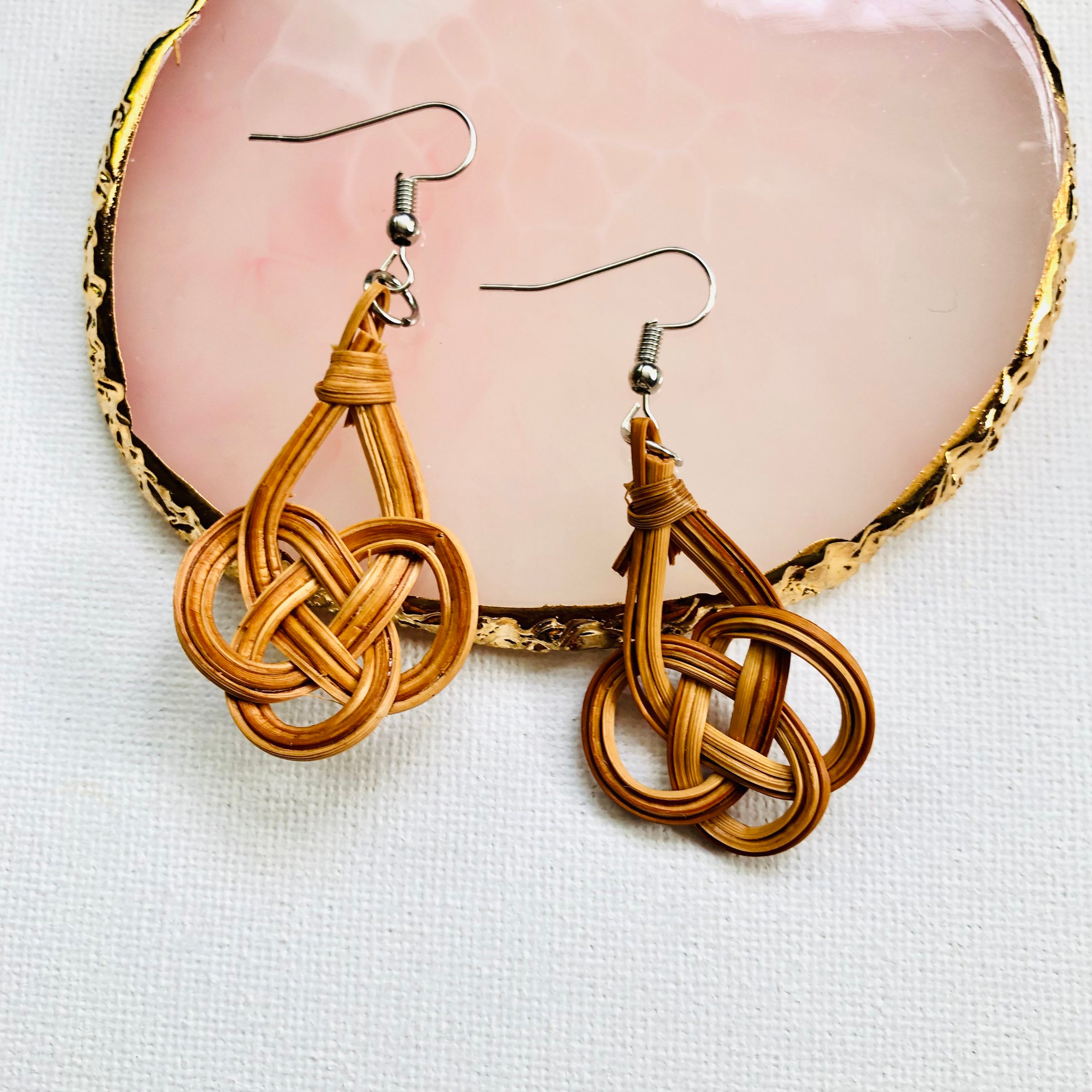 Charming Petaloid Handwoven Rattan Earrings | Handmade Statement Earrings