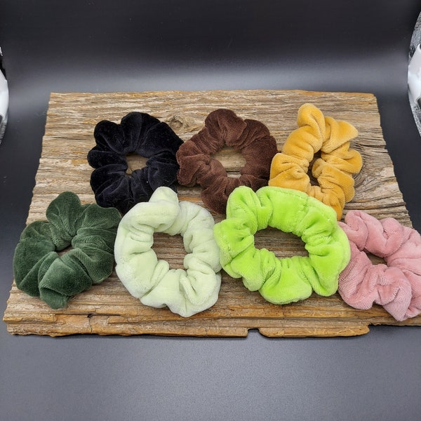 Cotton poly velour luxury scrunchies, Luxury gift for her, gentle elastic hair tie, aesthetic hair accessories, soft scrunchy