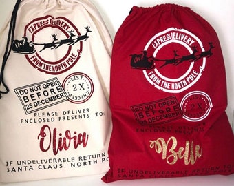 IN STOCK,  Large Christmas Santa Sack- Personalised Xmas Father Christmas  gift bag