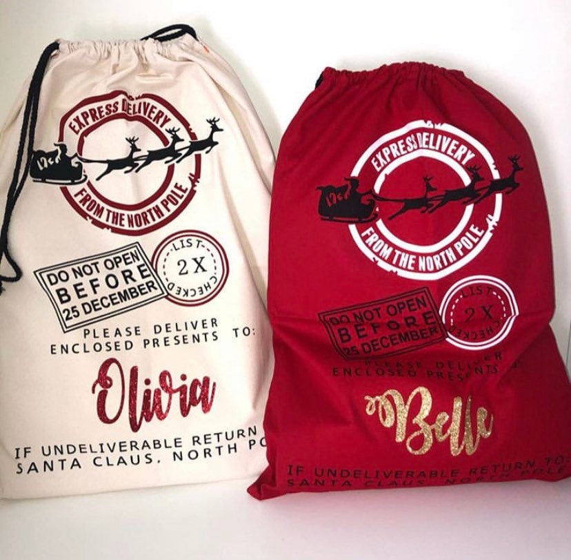 EARLY SALE! In stock,  Large Christmas Santa Sack- Personalised Xmas Father Christmas  gift bag