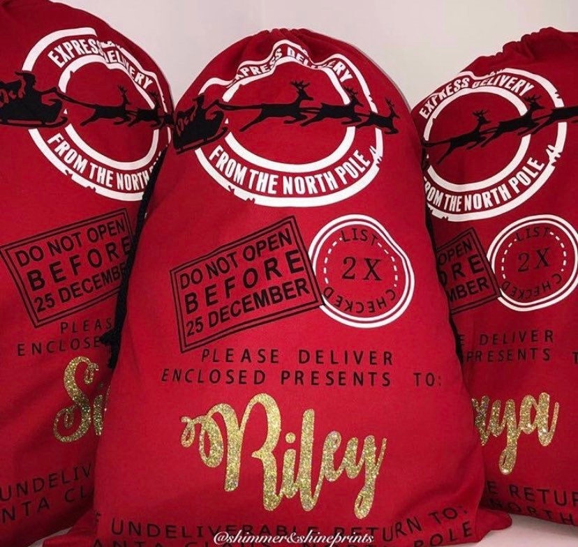 EARLY SALE! In stock,  Large Christmas Santa Sack- Personalised Xmas Father Christmas  gift bag
