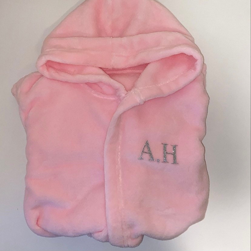personalised fluffy dressing gown with hood