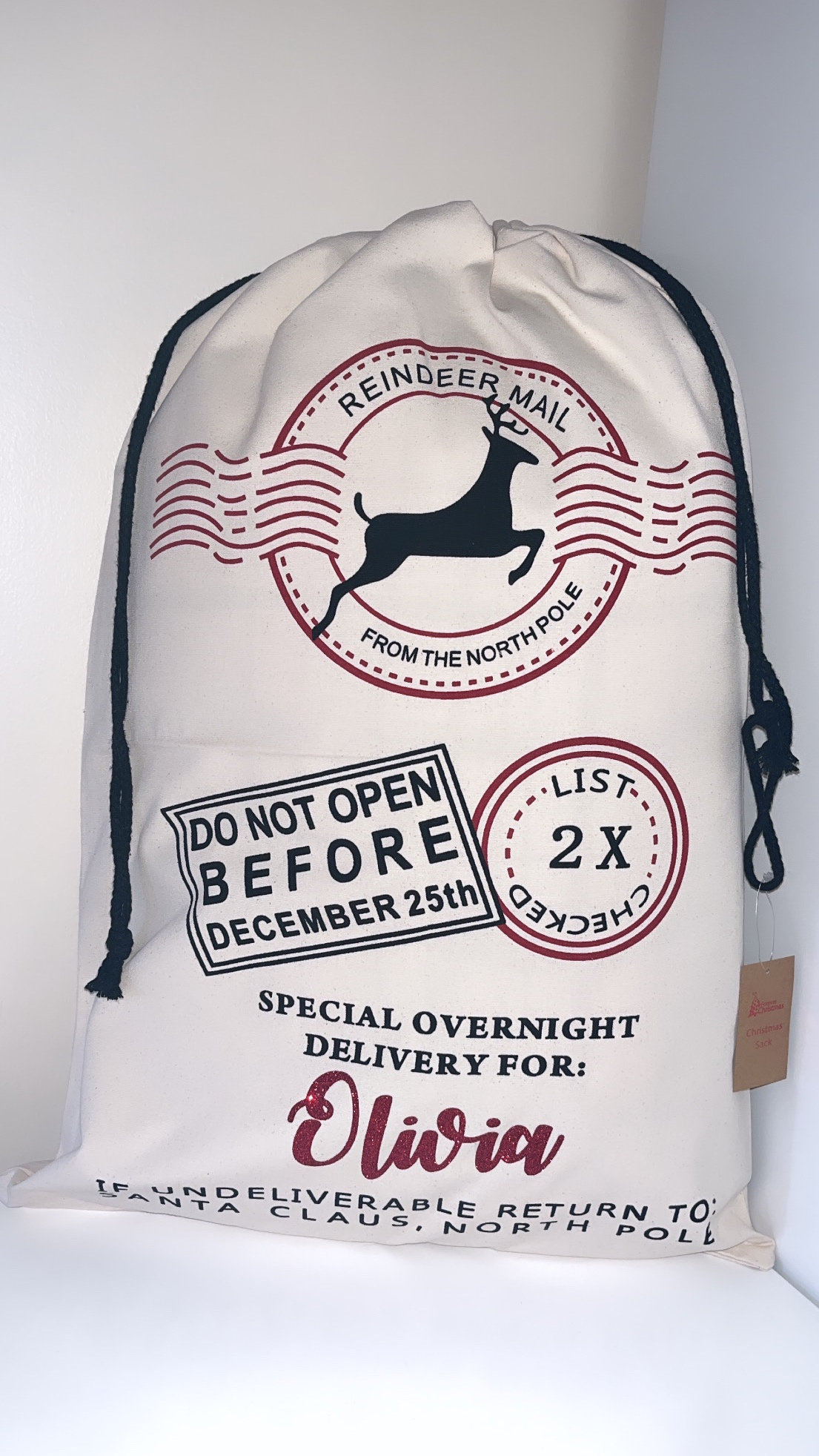 EARLY SALE! In stock,  Large Christmas Santa Sack- Personalised Xmas Father Christmas  gift bag
