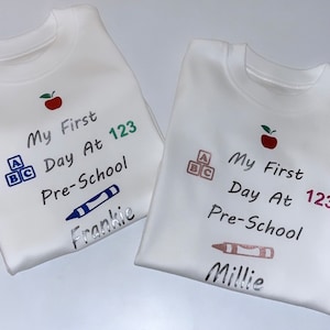 Personalised first day at pre-school, nursery, childminders children’s T-Shirt