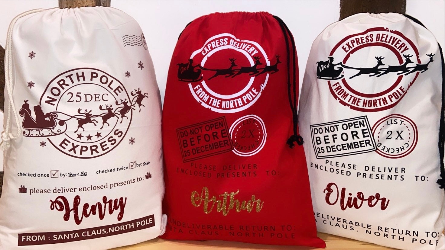 EARLY SALE! In stock,  Large Christmas Santa Sack- Personalised Xmas Father Christmas  gift bag
