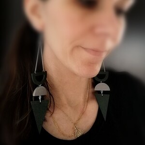 Long geometric drop earrings
