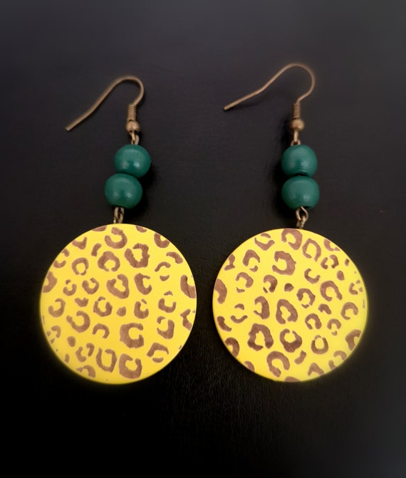 CVFRTT 1 Paio di Orecchini A Bottone in Pelle con Stampa Leopardata E 1 Girocollo con Stampa Leopardata, Orecchini Vintage, Orecchini Animali, Orecchini Pendenti, Accessori di Abbigliamento