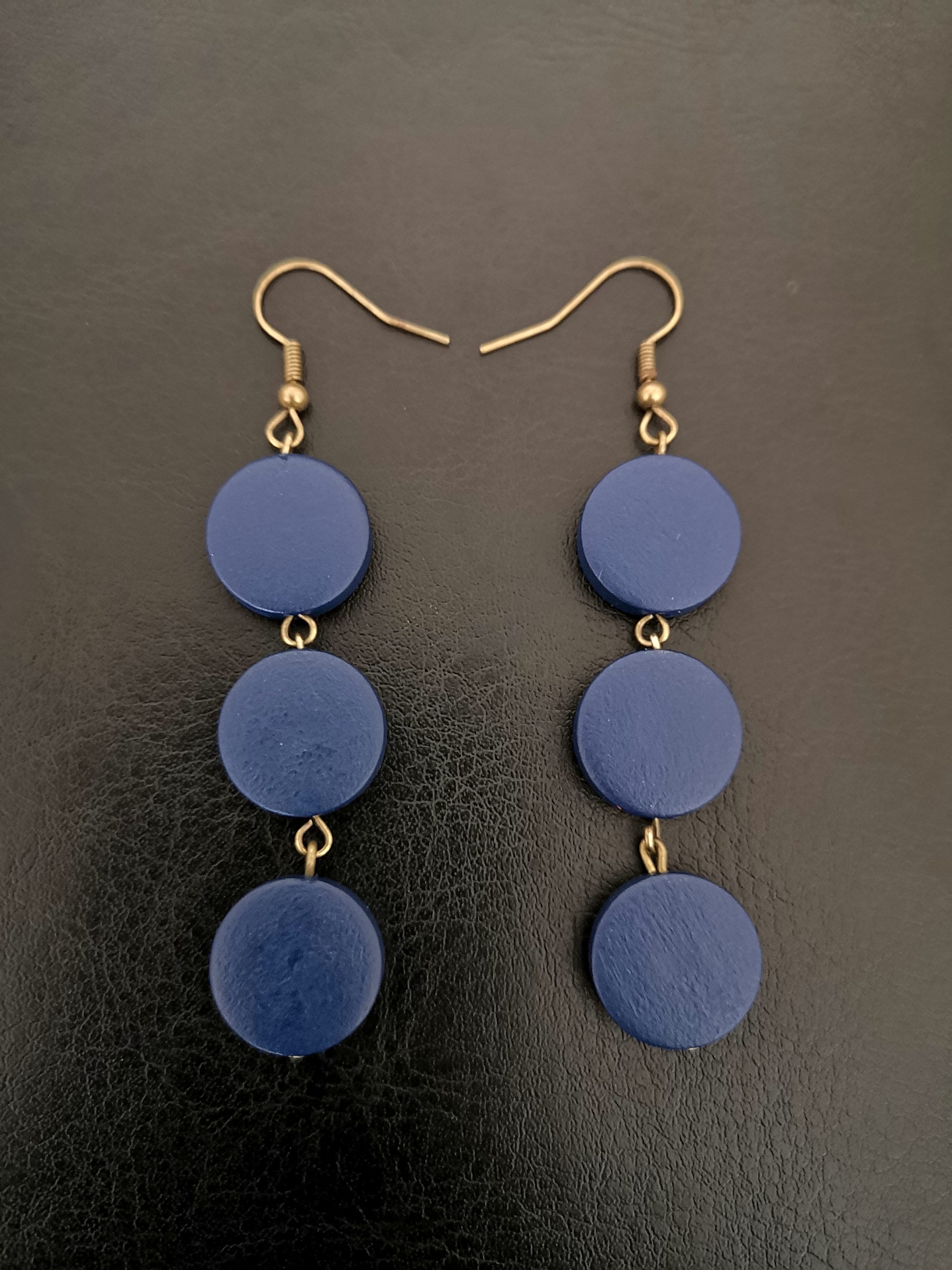 Drop Earrings With Flat Circular Beads Etsy