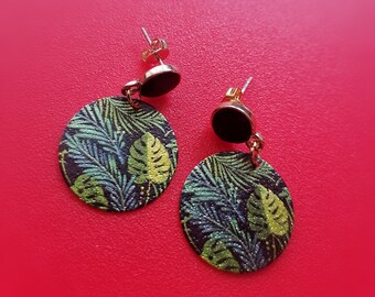 Tropical leaf stud earrings