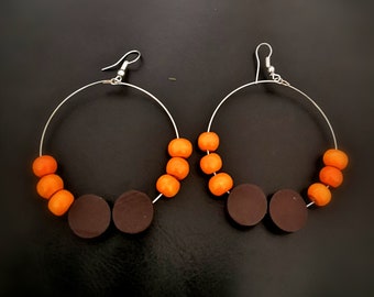 Large beaded hoop earrings