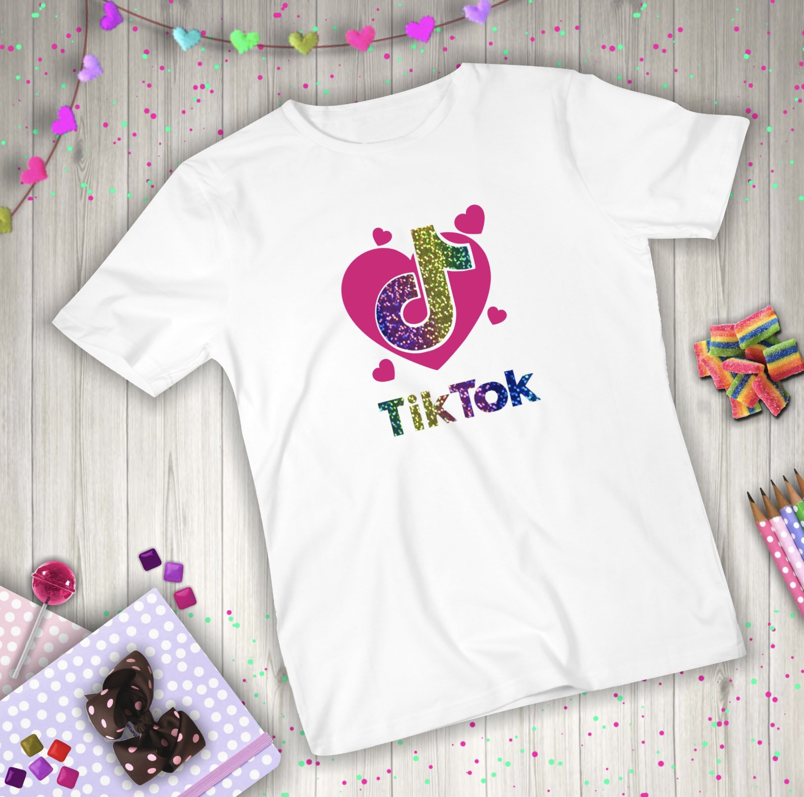 Girls Peace Love Tik Tok T Shirt Rainbow Sparkle Viral Trend Kids Fun Cute Birthday Easter Gift Etsy