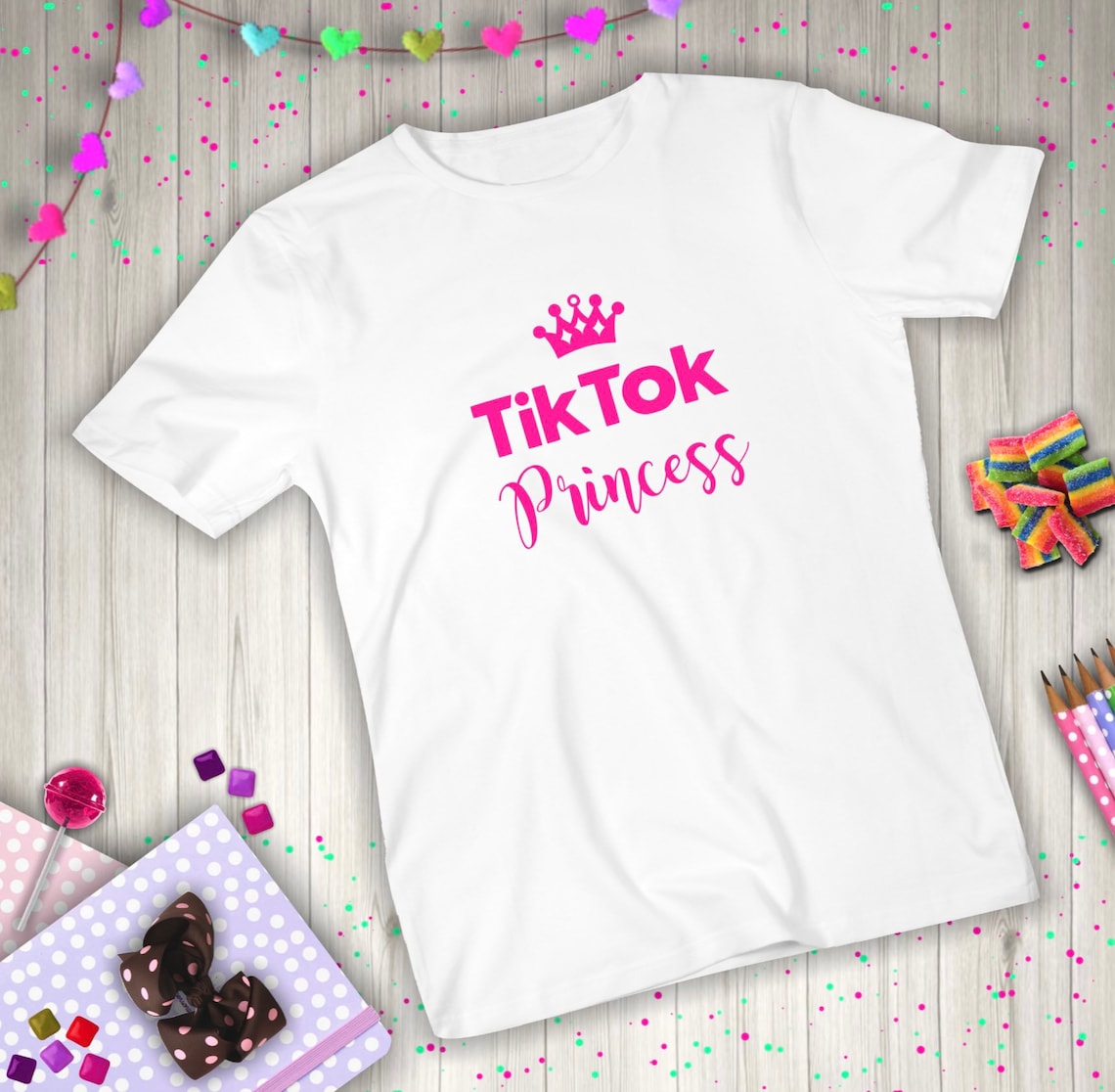 Girls Tik Tok Princess Hot Pink Fun T Shirt Kids Cute Tee - Etsy