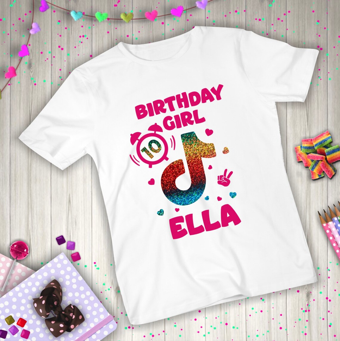 Camiseta personalizada Tik Tok Birthday Girls Camiseta Viral - Etsy España