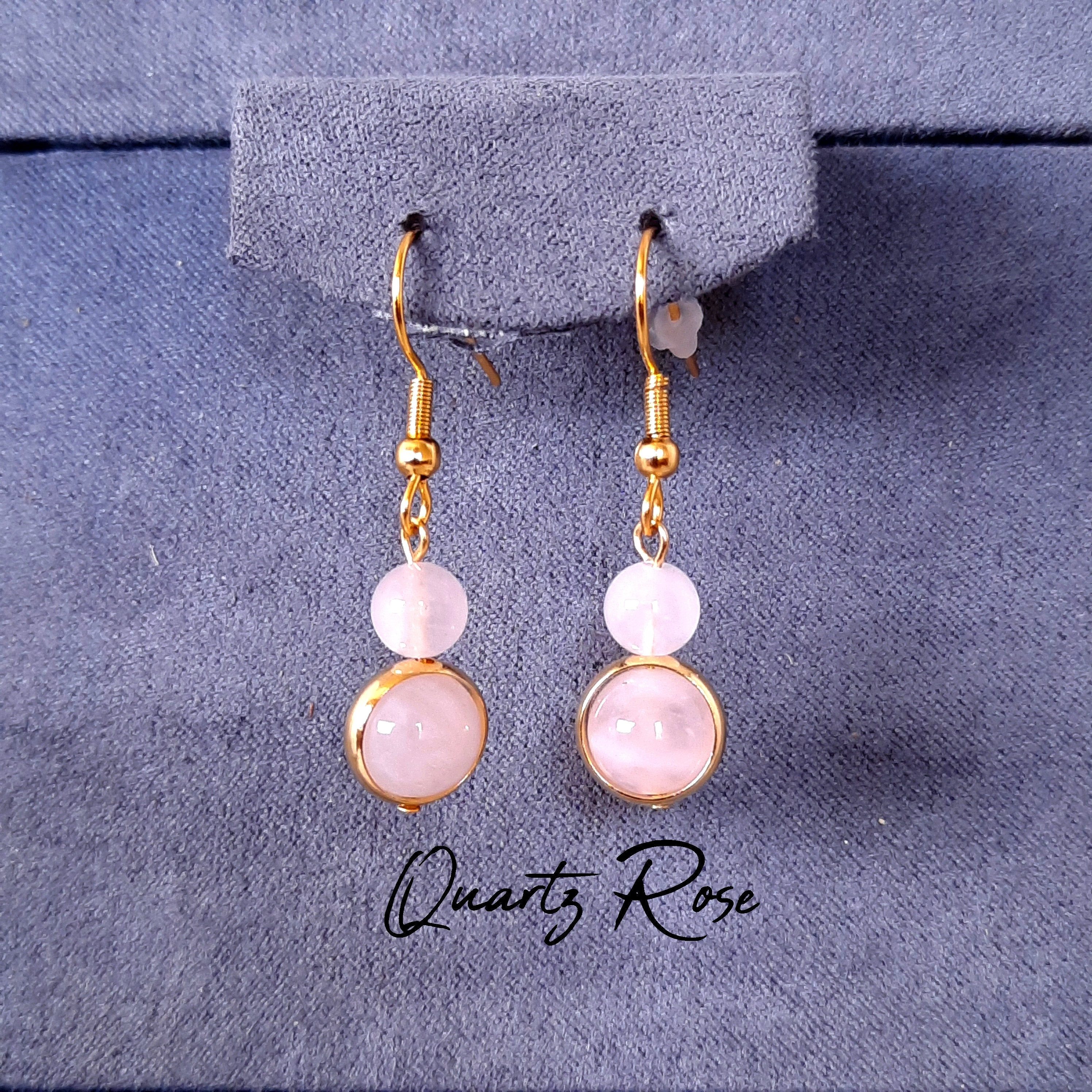 Boucles Oreilles Quartz Rose Ronde Argent 925 (Mira) | La Pierre FR