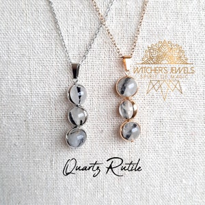 The gold or silver RUTILE QUARTZ pea necklace, gold or silver brass bead frame, stainless steel chain!