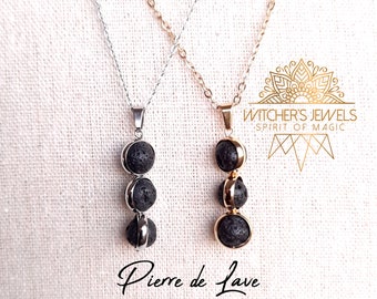 The LAVA STONE gold or silver pea necklace, gold or silver brass bead frame, stainless steel chain!