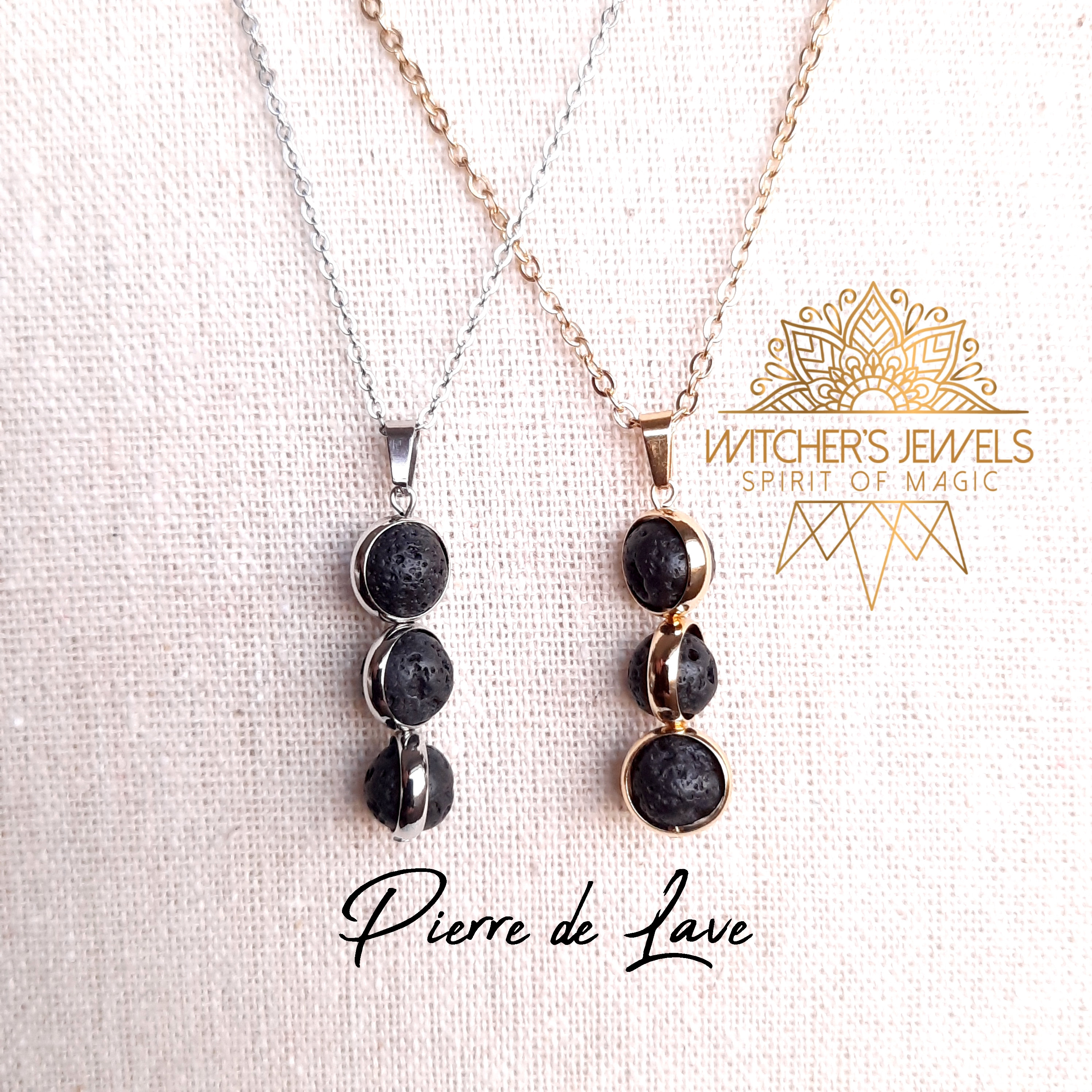 Ciondolo In Pietra Lavica Con Nastro - Goccia In Pietra Tamburo Forata, Gemma Naturale, Regolabile, Idea Regalo - Foto 13