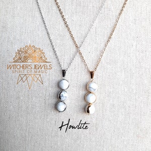 The HOWLITE gold or silver pea necklace, gold or silver brass bead frame, stainless steel chain!