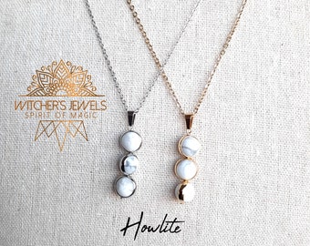Le collier petits pois HOWLITE or ou argent , cadre à perle en laiton doré ou argenté, chaîne en acier inoxydable !