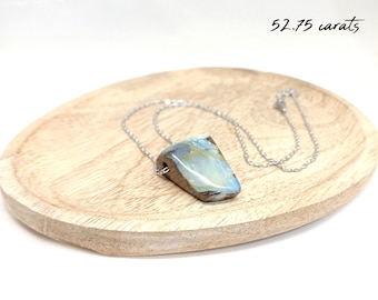52.7 carat Boulder OPAL AA grade pendant - 10.5 grams - multicoloured gemstone - silver or gold stainless steel chain.
