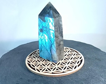 Unique piece - polished 9-sided labradorite point - 169 grams - PTPLB25169