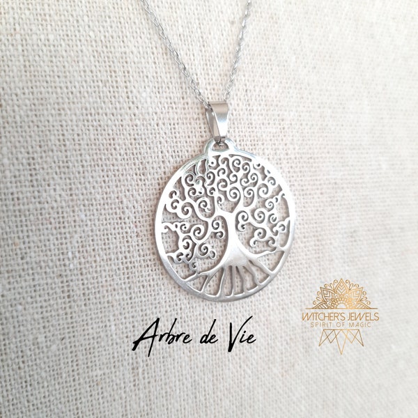 Silver or gold Tree of Life pendant - stainless steel - silver or gold stainless steel chain - high quality jewelry