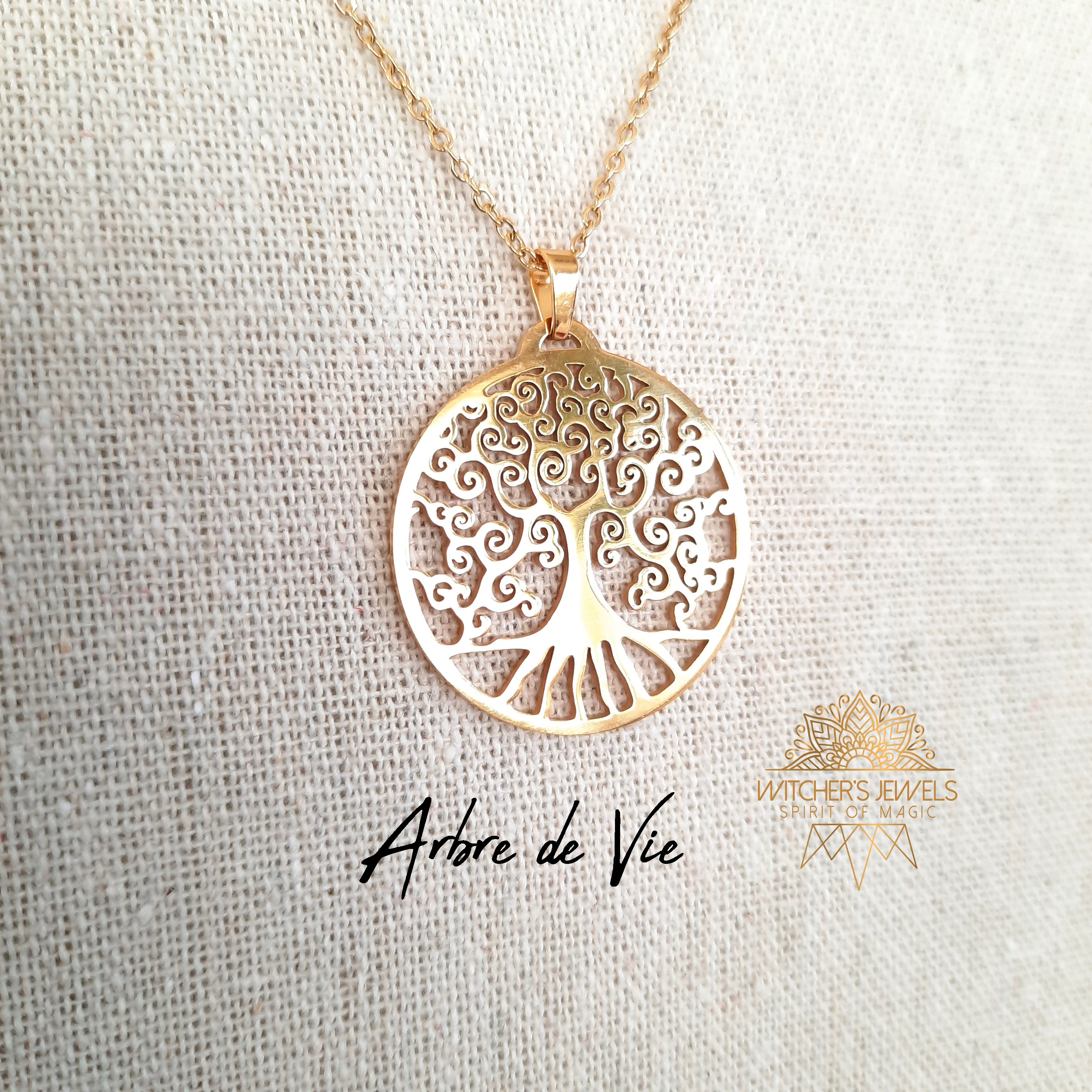 Tree of Life pendant gold or silver - stainless steel - gold or silver stainless steel chain - high quality jewelry