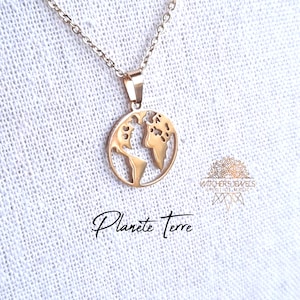 Gold- oder Silberanhänger Planet Erde – Edelstahl – Gold- oder Silberkette aus Edelstahl – hochwertiger Schmuck – umweltfreundlich