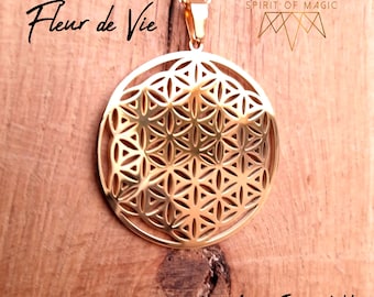Large Flower of Life Pendant in silver or gold - stainless steel - silver or gold stainless steel chain - high-quality jewelry