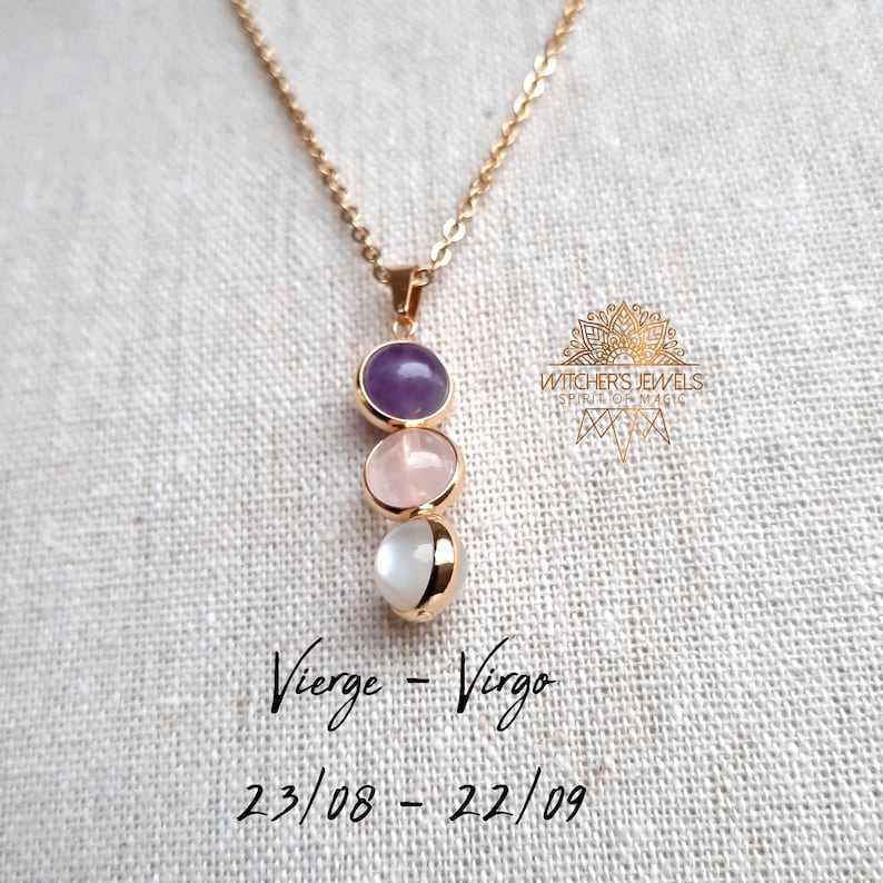 Virgo ASTROLOGICAL Necklace 18k Gold, 18k Gold Plated Brass Bead Frame