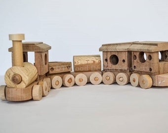 Zug holzzug holz zug | Etsy Bauzug Zug mit Klötzen Holzspielzeug Eisenbahn Spielzeug
