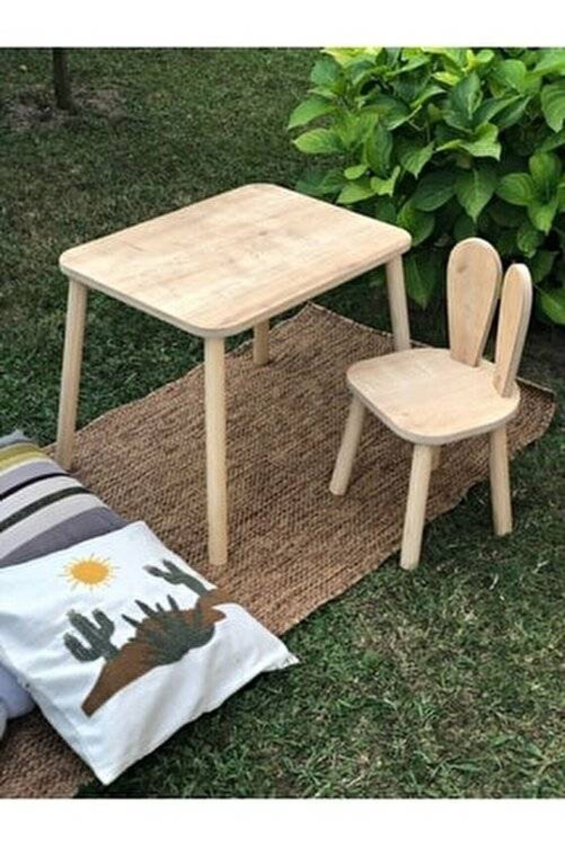 Bunny Chair Wooden Kids Table and Chair Set Montessori Table Etsy