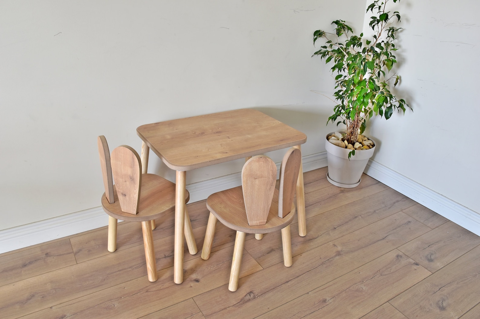 Bunny Chair Wooden Kids Table and Chair Set Montessori Table Etsy UK