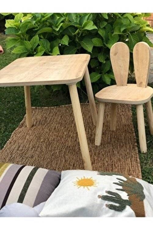 Bunny Chair Wooden Kids Table and Chair Set Montessori Table Etsy