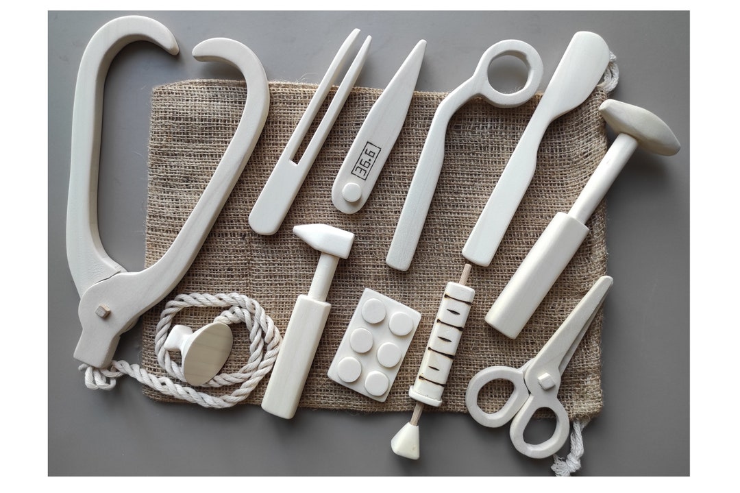 Wooden Doctor Tool Kit Nurse Kit Wood Doctor Play Kit Etsy