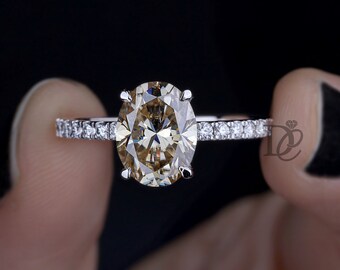 1.66 CT Oval Cut Canary Yellow Moissanite Hidden Halo Engagement Ring,Round Cut Wedding Ring, Anniversary Ring, Bespoken Ring, Designer Ring