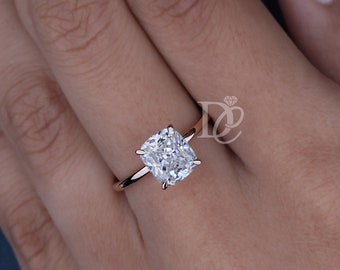 Cushion Cut Ring Moissanite, Solitaire Ring,Yellow 14k Gold, Moissanite Cushion Ring,Cushion Solitaire Ring, For Women,Engagement Ring ,