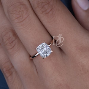 Cushion Cut Ring Moissanite, Solitaire Ring,Yellow 14k Gold, Moissanite Cushion Ring,Cushion Solitaire Ring, For Women,Engagement Ring ,