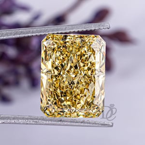 Radiant Cut Yellow Lab Grown Diamond,12.80 CT Fancy Vivid Yellow Diamond,Loose Diamond for Custom Engagement Ring,or Pendant,Gift for Women