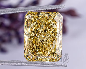 Radiant Cut Yellow Lab Grown Diamond,12.80 CT Fancy Vivid Yellow Diamond,Loose Diamond for Custom Engagement Ring,or Pendant,Gift for Women