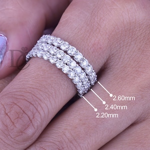 Round Brilliant Cut Moissanite Matching Wedding Band,14K White Gold Shared U Prong Half Eternity Stackable Band,Comfort Fit Band For Her